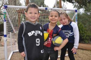Healthy Hoppers kids in team colours