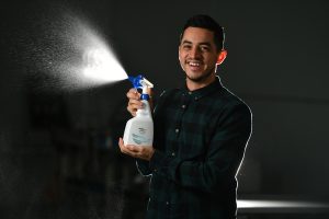 Sanitiser spray shines