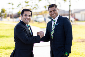 Agents Abhi Elawadhi and Kamlesh Kamani from Reliance Real Estate