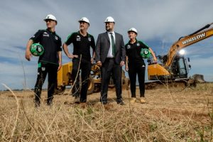 Ball gets rolling on soccer stadium