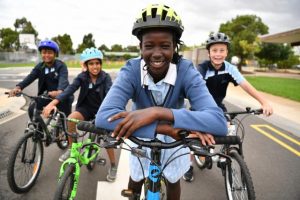Students wheelie excited to ride2school