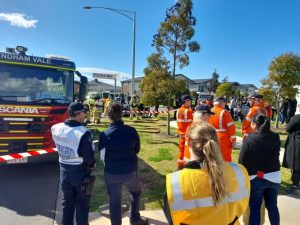 Residents participate in grassfire exercise