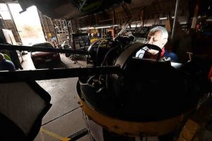 B-24 Liberator museum hangar doors open